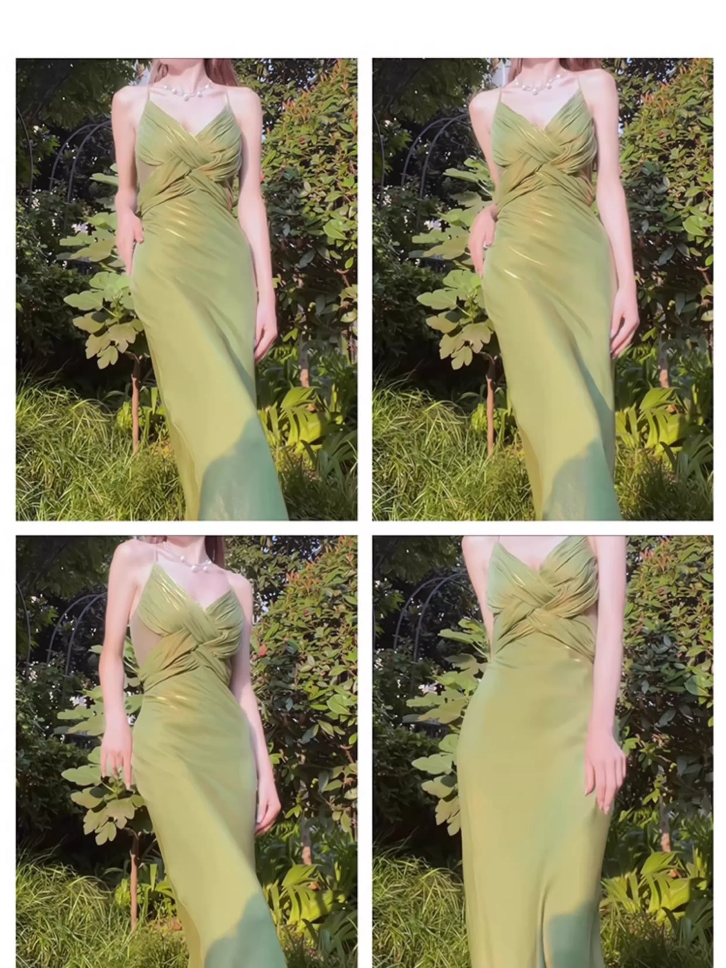 Elegant Sheath Spaghetti Strap Ruched Metallic Satin Maxi Party Dress