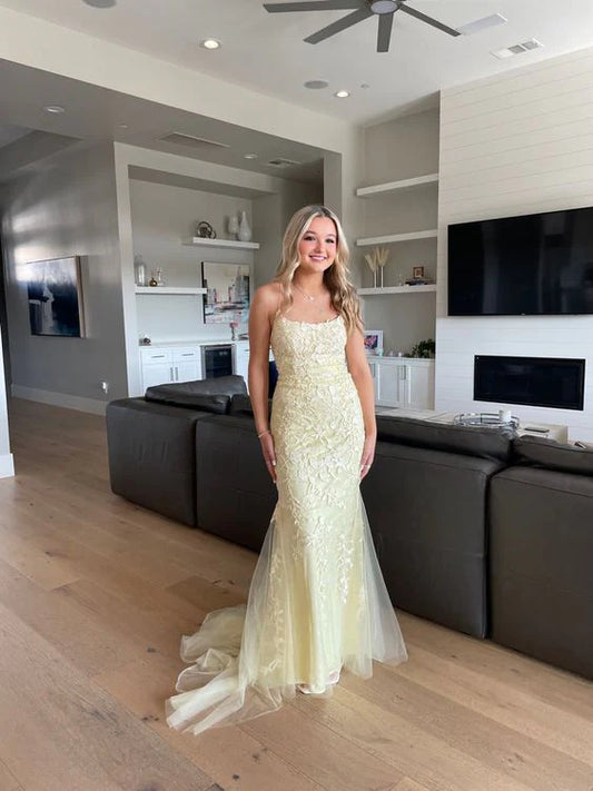 Elegant Sheath Strapless Sleeveless Lace Up Sweep/Brush Train Prom Dress