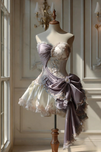 Elegant Strapless Sleeveless Bow Homecoming Dress