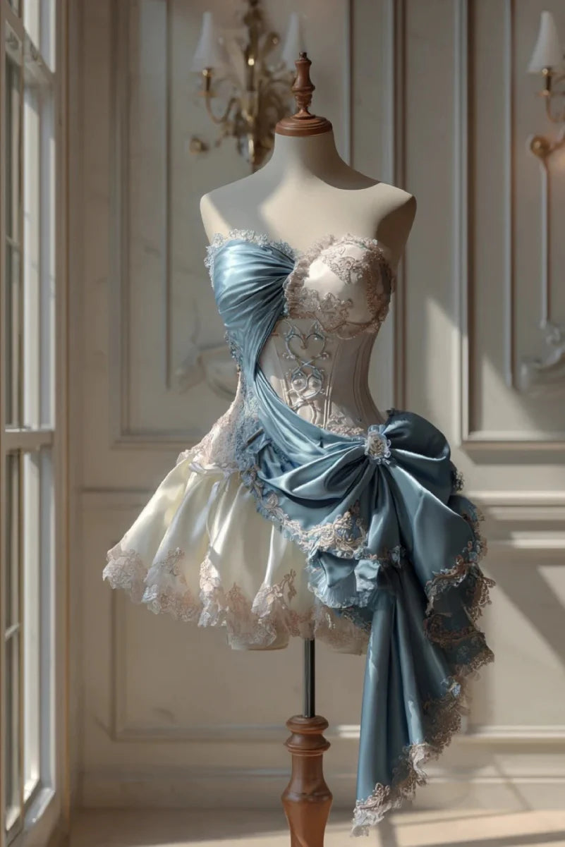 Elegant Strapless Sleeveless Bow Homecoming Dress