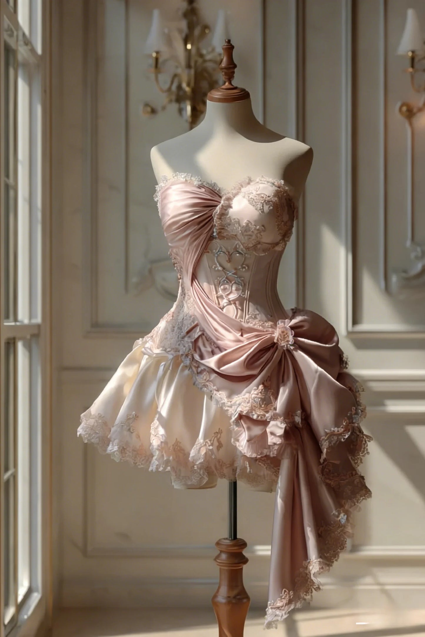Elegant Strapless Sleeveless Bow Homecoming Dress