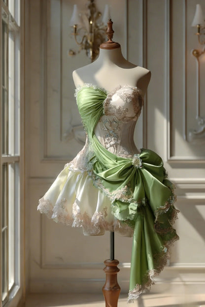 Elegant Strapless Sleeveless Bow Homecoming Dress