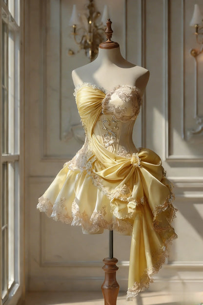 Elegant Strapless Sleeveless Bow Homecoming Dress