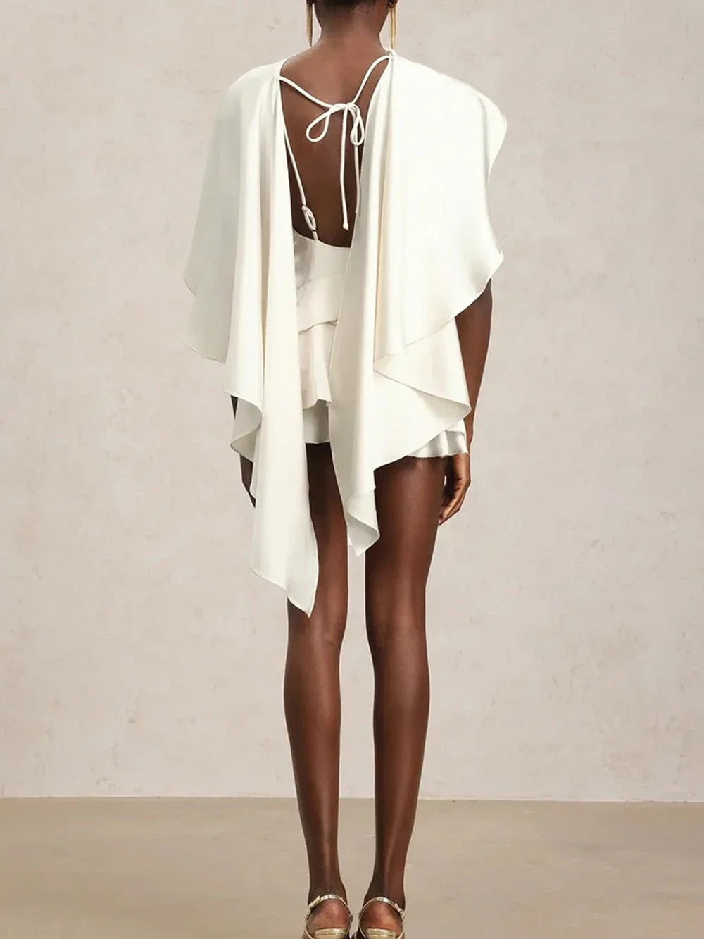Elegant A-Line Asymmetric Draped Ruffled Chic White Mini Homecoming Dress