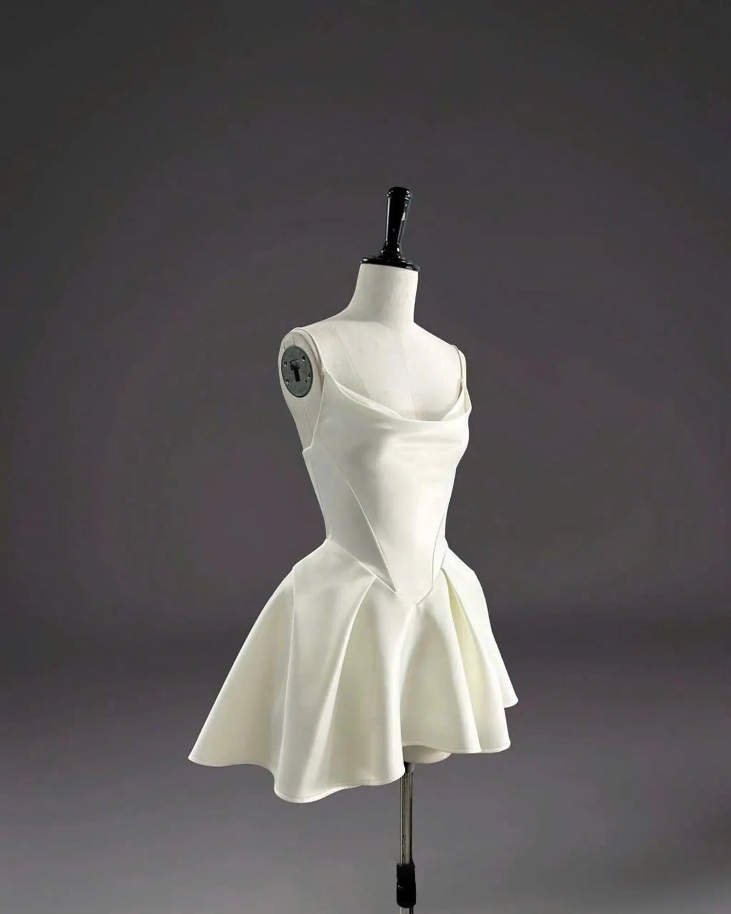 Elegant A-Line Cowl Neck Playful Structured Ivory Mini Homecoming Dresses