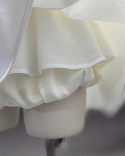 Elegant A-Line Cowl Neck Playful Structured Ivory Mini Homecoming Dresses