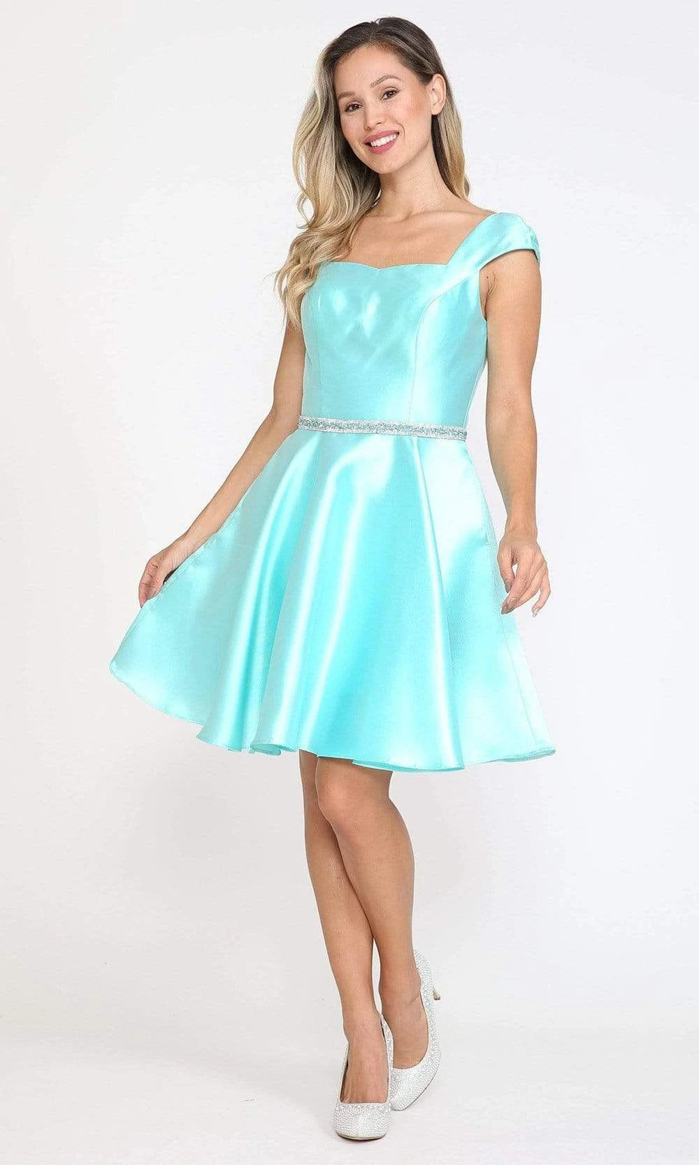 Elegant A-Line Sweetheart Cap Sleeve Beaded Waist White Short Homecoming Dress With Pockets