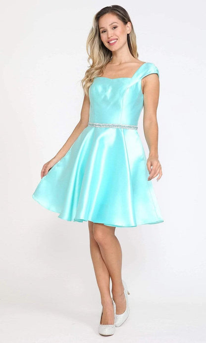 Elegant A-Line Sweetheart Cap Sleeve Beaded Waist White Short Homecoming Dress With Pockets