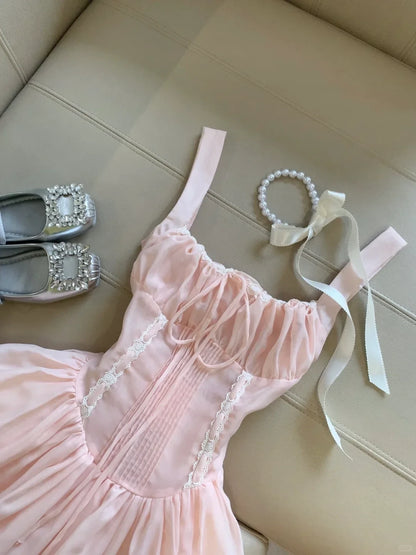 Elegant A-Line Sweetheart Neck Pleated Lace Pink Short Homecoming Dresses