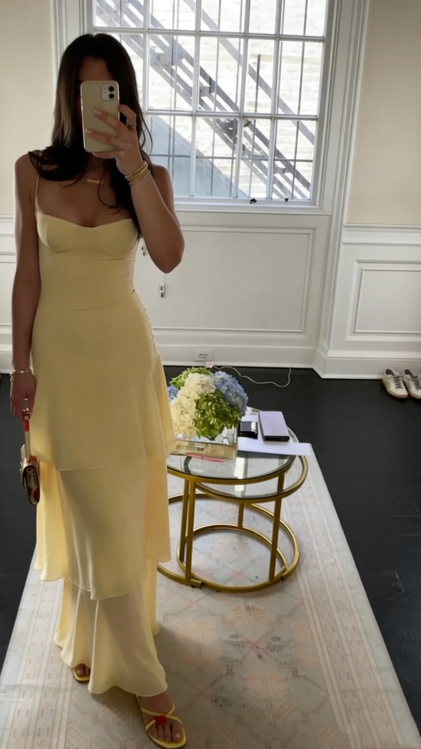 Elegant A-Line Sweetheart Sleeveless Tiered Ruffle Pale Yellow Floor-Length Evening Gown