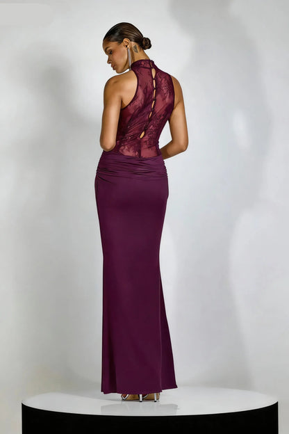 Elegant V Neck Sleeveless Sheath Satin Pleated Floor Length Prom Dress