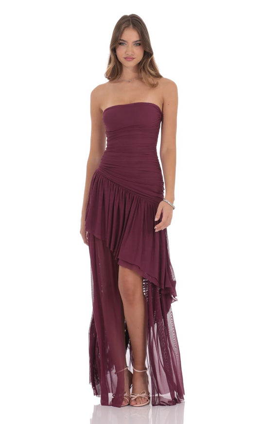 Ethereal Sheath Sweetheart Strapless Ruched Chiffon High-Low Prom Dresses