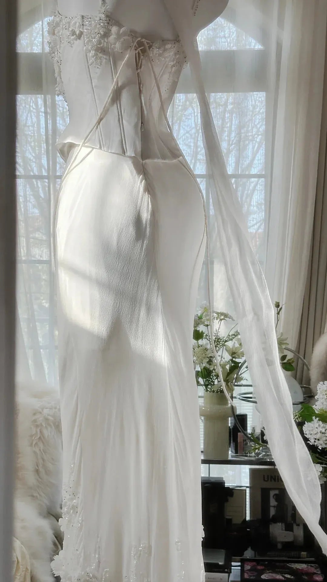Ethereal Mermaid Square-Neck Sleeveless Sequin-Accented White Maxi Prom Dress for Women ready to ship