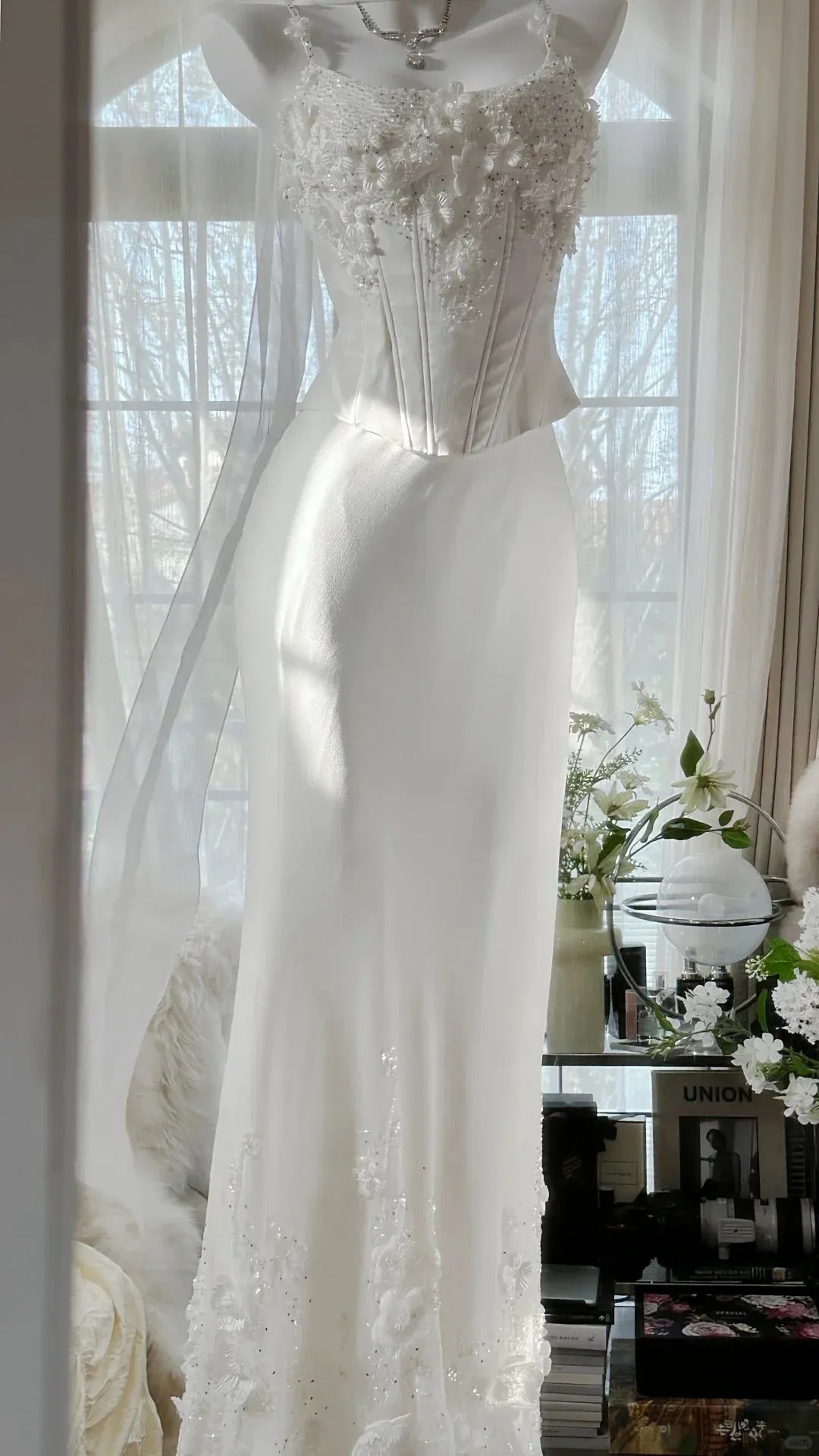 Ethereal Mermaid Square-Neck Sleeveless Sequin-Accented White Maxi Prom Dress for Women ready to ship