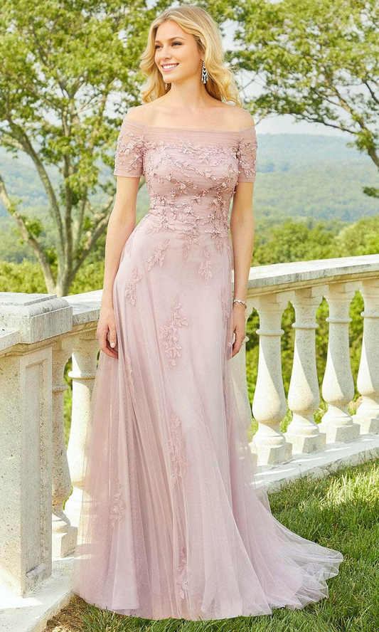 Evening Dresses For Women/ A-line Off-Shoulder Short Sleeves Appliqués and Bead Prom Gown Evening Dresses