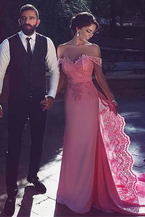 Exquisite Mermaid Off Shoulder Sleeveless Closed Back Floor Length Formal Evening Dress