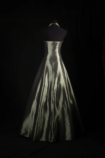Exquisite A-Line Strapless Sleeveless Pleated Satin Floor-Length Prom Dress
