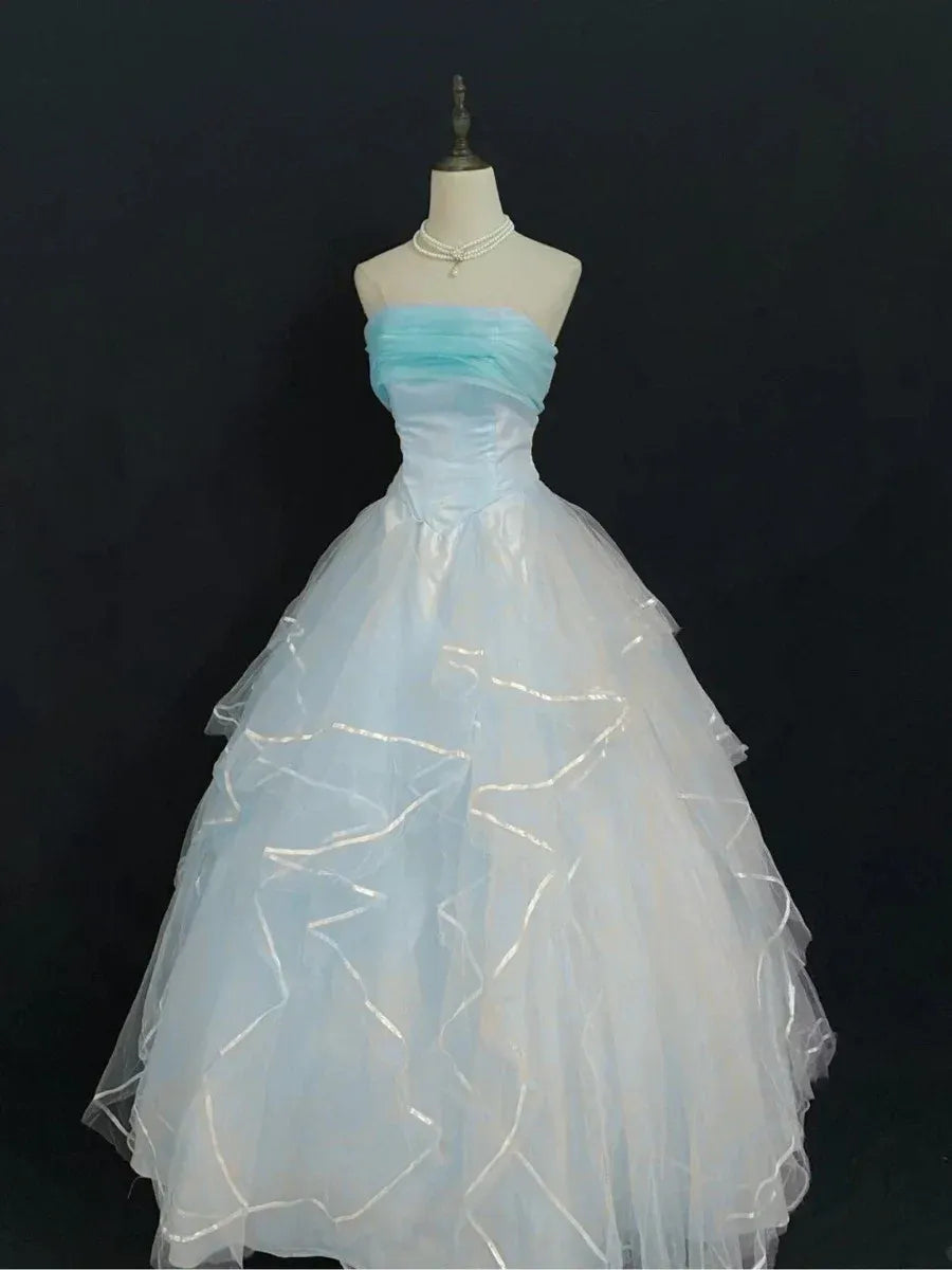 Exquisite Ball Gown Off-Shoulder Sleeveless Pleated Tulle Floor-Length Prom Dress