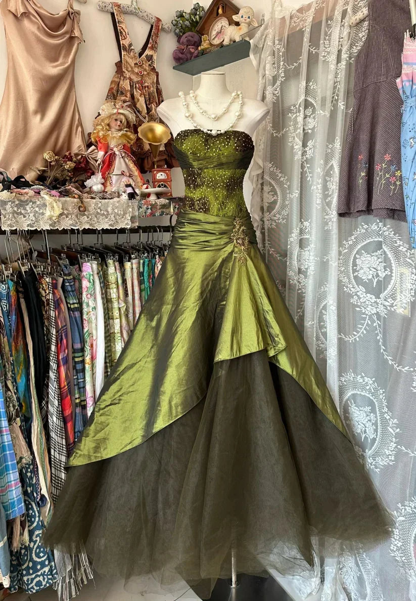 Exquisite Ball Gown Strapless Sleeveless Satin Lace Up Floor-Length Prom Dress