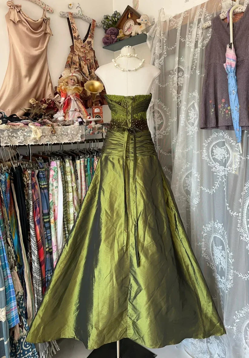 Exquisite Ball Gown Strapless Sleeveless Satin Lace Up Floor-Length Prom Dress