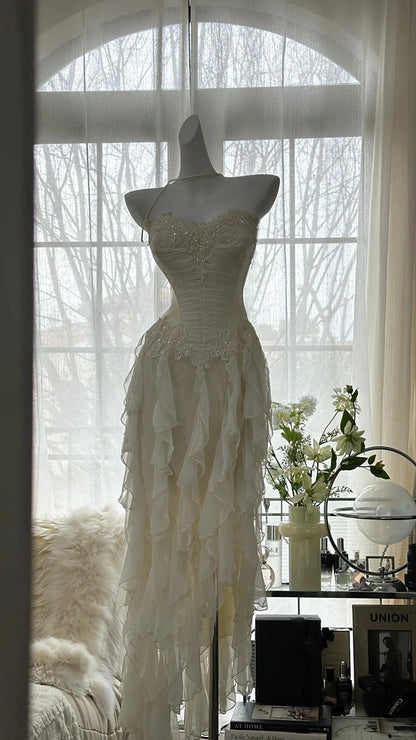 Exquisite Mermaid/Trumpet Strapless Sleeveless Chiffon Lace Up Floor-Length Prom Dress