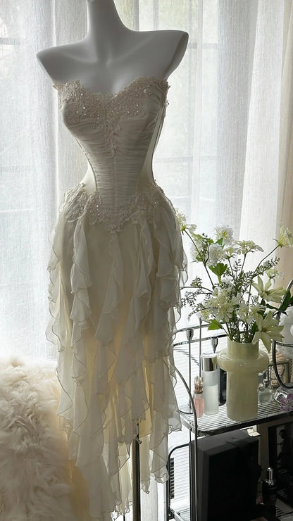 Exquisite Mermaid/Trumpet Strapless Sleeveless Chiffon Lace Up Floor-Length Prom Dress