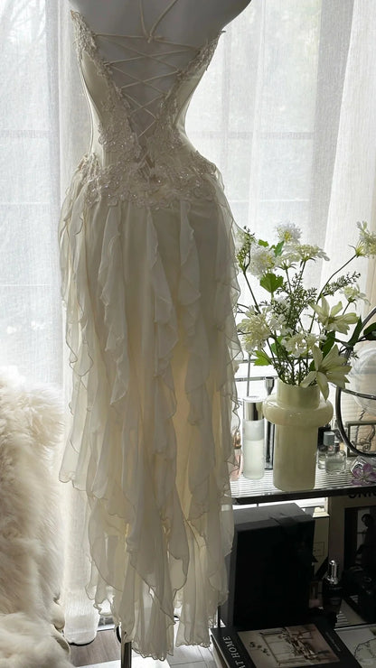 Exquisite Mermaid/Trumpet Strapless Sleeveless Chiffon Lace Up Floor-Length Prom Dress