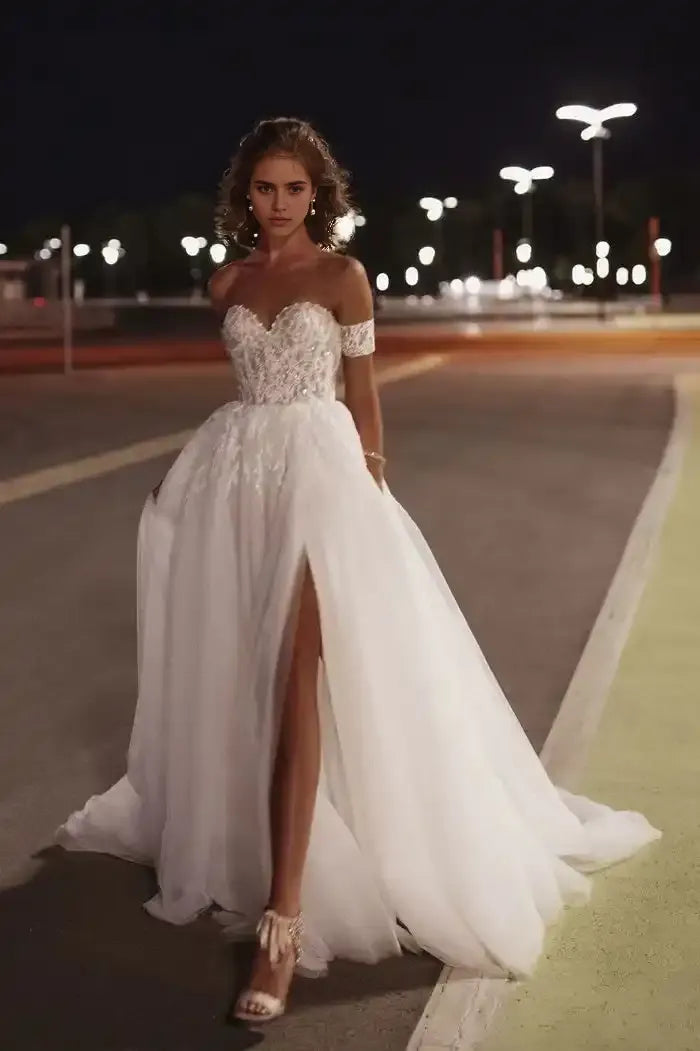 Fairy Sweetheart A Line Beading Tulle Wedding Dresses