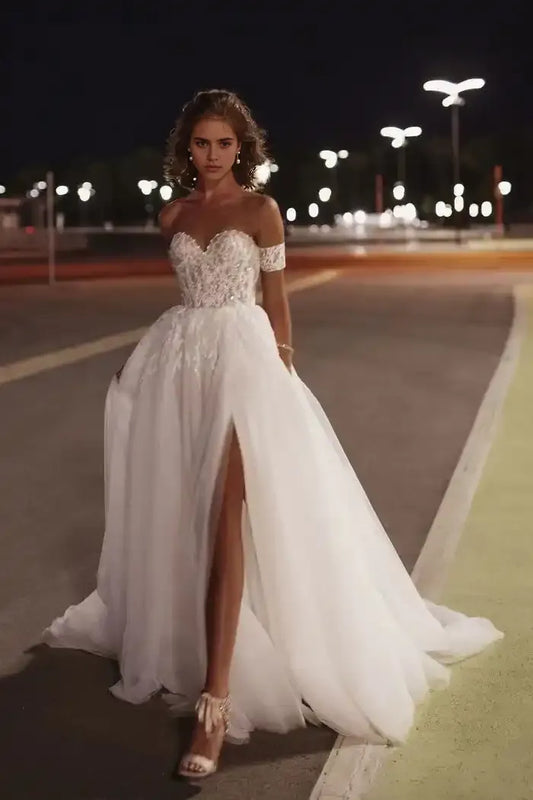 Fairy Sweetheart A Line Beading Tulle Wedding Dresses