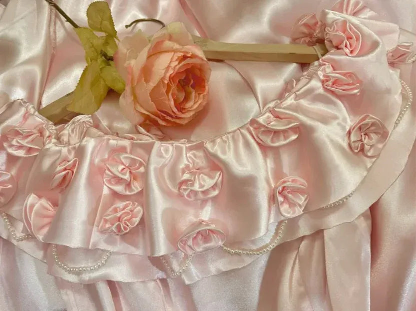Fairytale Ball Gown Off-Shoulder Sleeveless Ruffled Pink Maxi Prom Dress for Women Custom