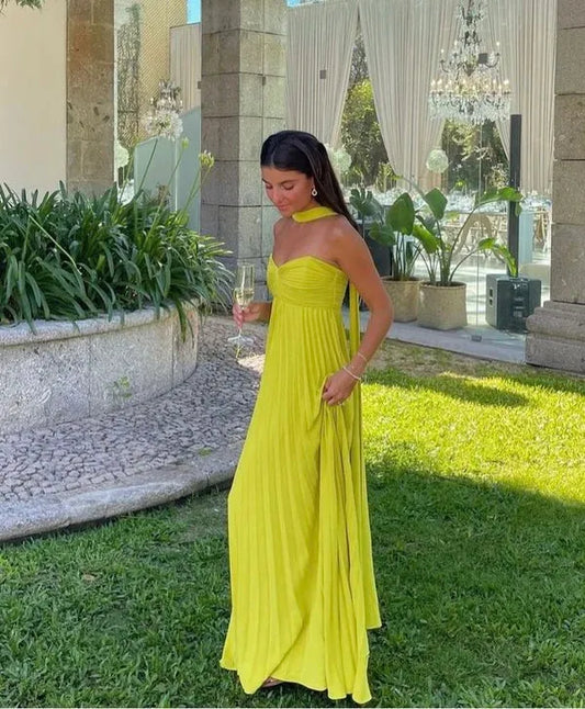 Fashion A-Line Strapless Neck Backless Floor-Length Prom Dress
