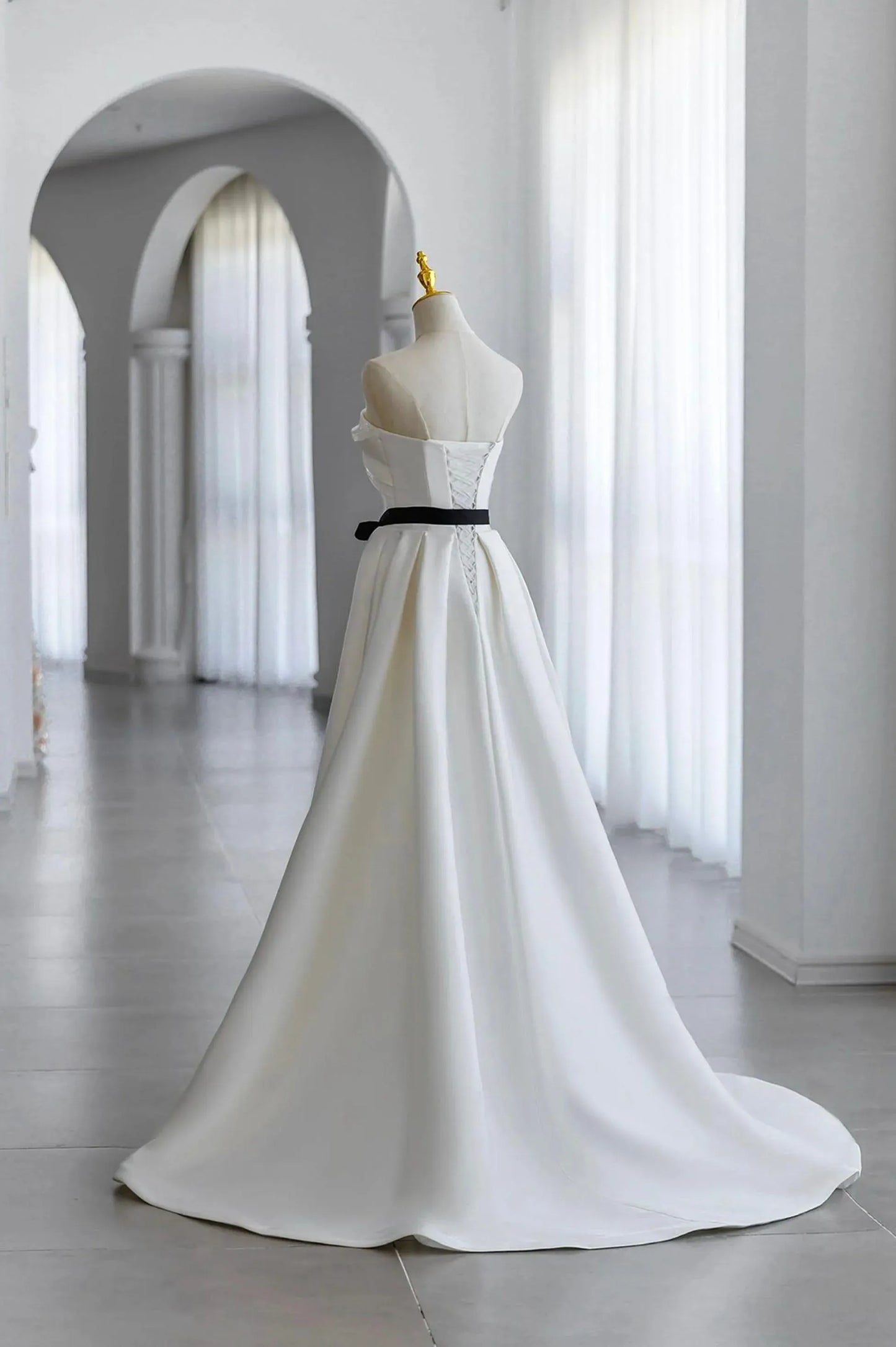 Fashion A-Line Strapless Sleeveless Lace Up Floor-Length Prom Dress