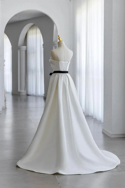 Fashion A-Line Strapless Sleeveless Lace Up Floor-Length Prom Dress