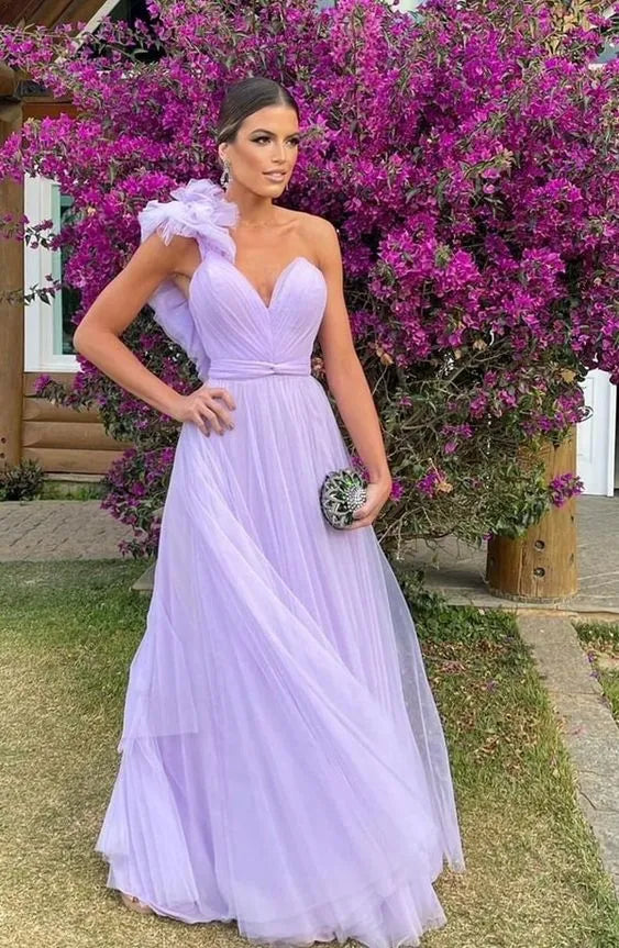 Fashion A-line Off the Shoulder Sleeveless Tulle Floor-Length Backless Prom Dress