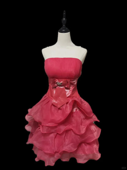 Fashion Ball Gown Strapless Sleeveless Pleated Tulle Short-Mini Homecoming Dress