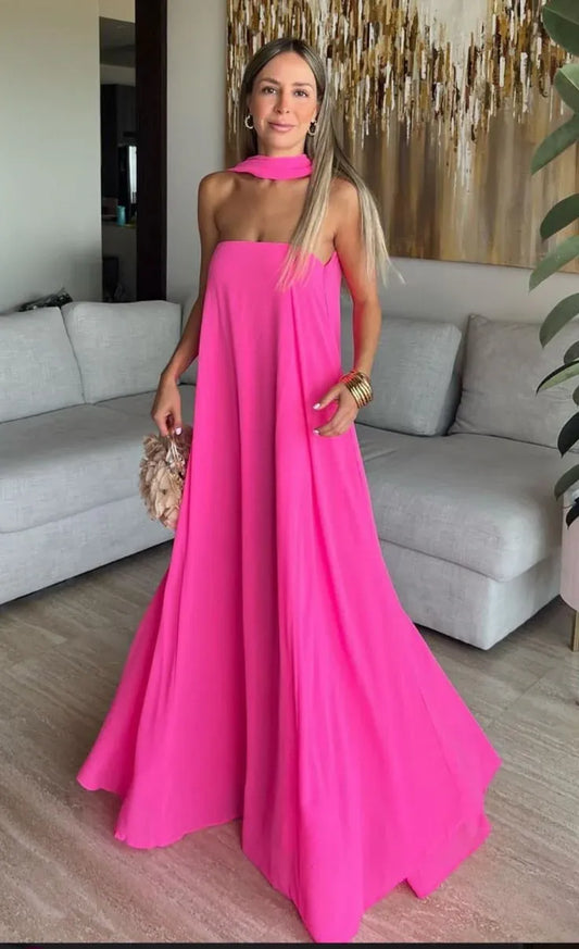 Fashion Column Off The Shoulder Backless Floor-Length Prom Dress