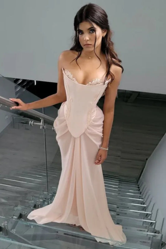 Fashion Empire Sweetheart Sleeveless Chiffon Sweep/Brush Train Prom Dress