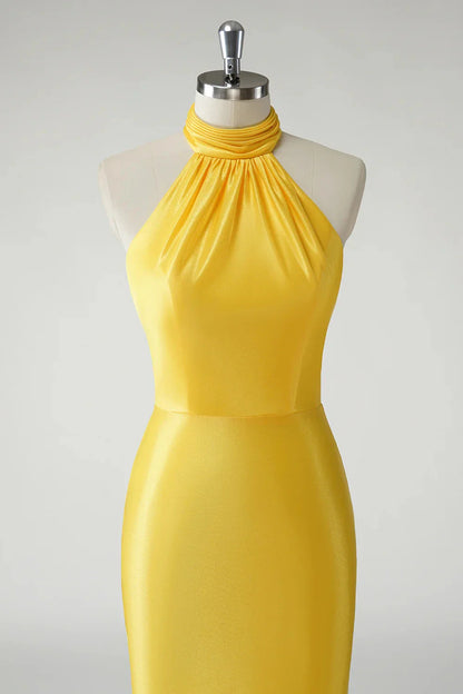 Fashion Mermaid Halter Sleeveless Back Zip Floor-Length prom dress for women