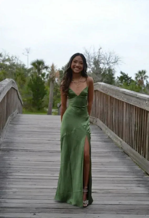 Fashion Mermaid Spaghetti Straps Backless Floor-Length Prom Dress
