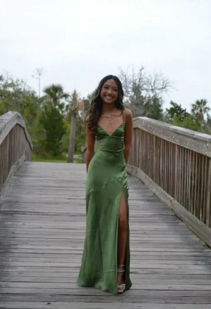 Fashion Mermaid Spaghetti Straps Backless Floor-Length Prom Dress