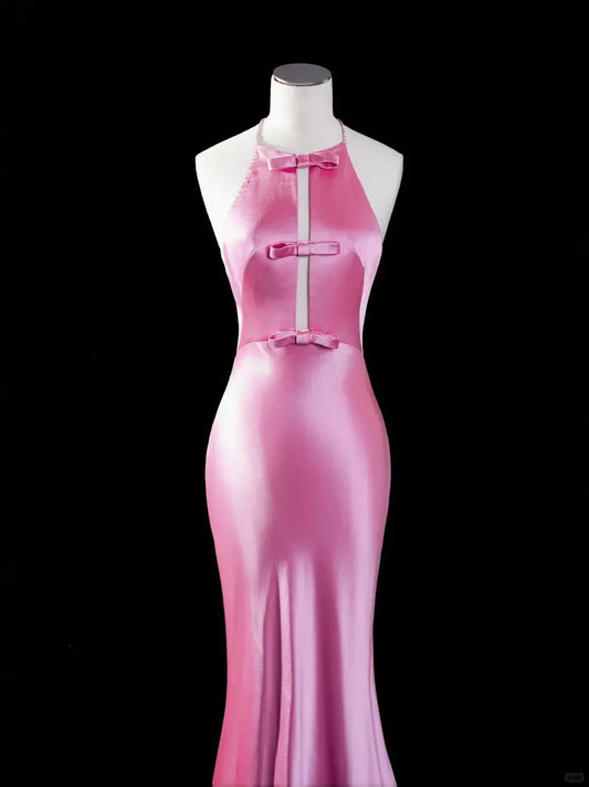 Fashion Mermaid/Trumpet Halter Neck Sleeveless Pleated Floor-Length Prom Dress