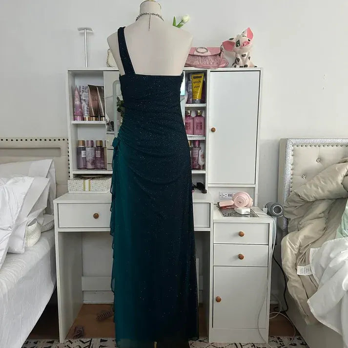 Fashion Mermaid/Trumpet One Shoulder Sleeveless Pleated Chiffon Floor-Length Prom Dress