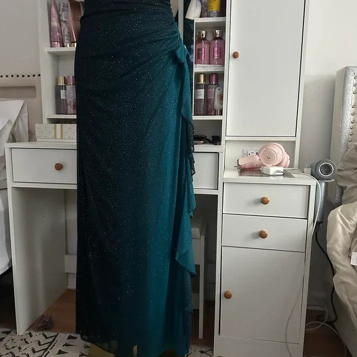 Fashion Mermaid/Trumpet One Shoulder Sleeveless Pleated Chiffon Floor-Length Prom Dress