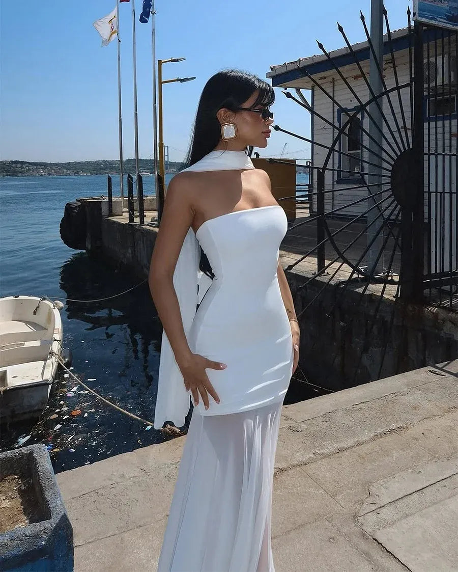 Fashion Mermaid/Trumpet Strapless Sleeveless Backless Sweep/Brush Train Prom Dress