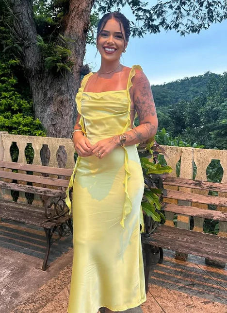 Fashion Sheath/Column Cowl Neck Sleeveless Satin Backless Floor-Length Prom Dress