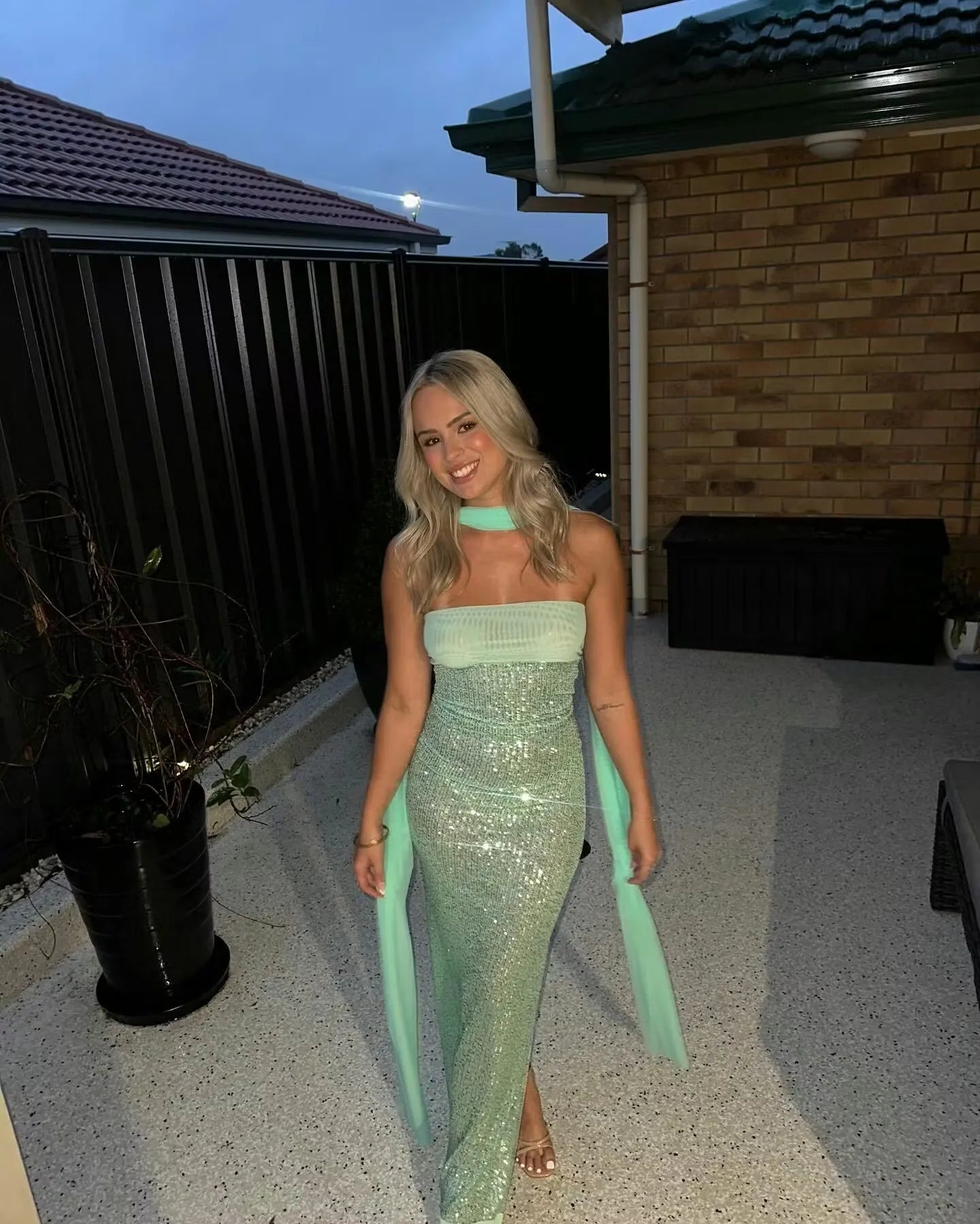 Fashion Sheath Strapless Sleeveless Sequins Pleated Floor-Length Prom Dress