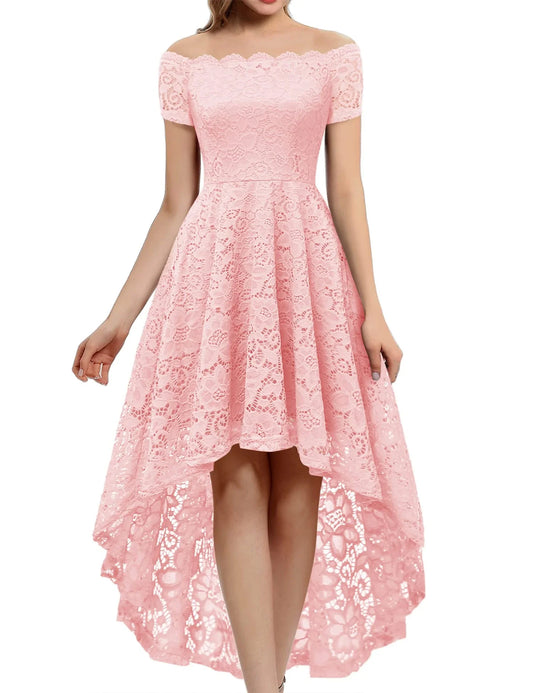Fashionable A-Line Off the Shoulder Sleeveless Back Zip Asymmetrical prom dress for women
