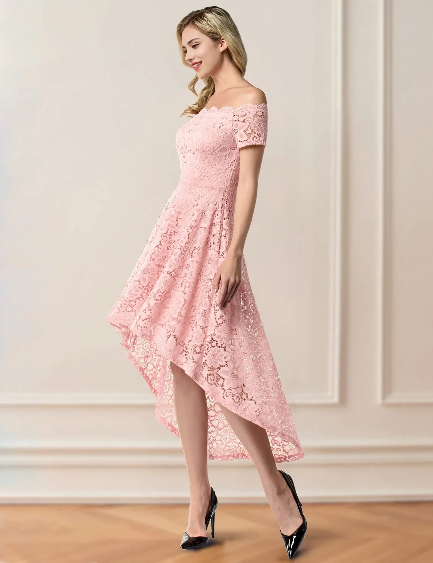 Fashionable A-Line Off the Shoulder Sleeveless Back Zip Asymmetrical prom dress for women
