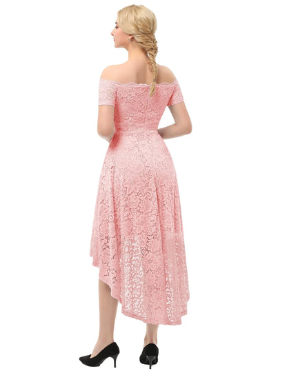 Fashionable A-Line Off the Shoulder Sleeveless Back Zip Asymmetrical prom dress for women