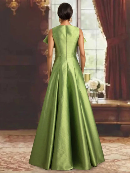 Fashionable A-Line V Neck Sleeveless Back Zip Floor-Length Evening dress for women